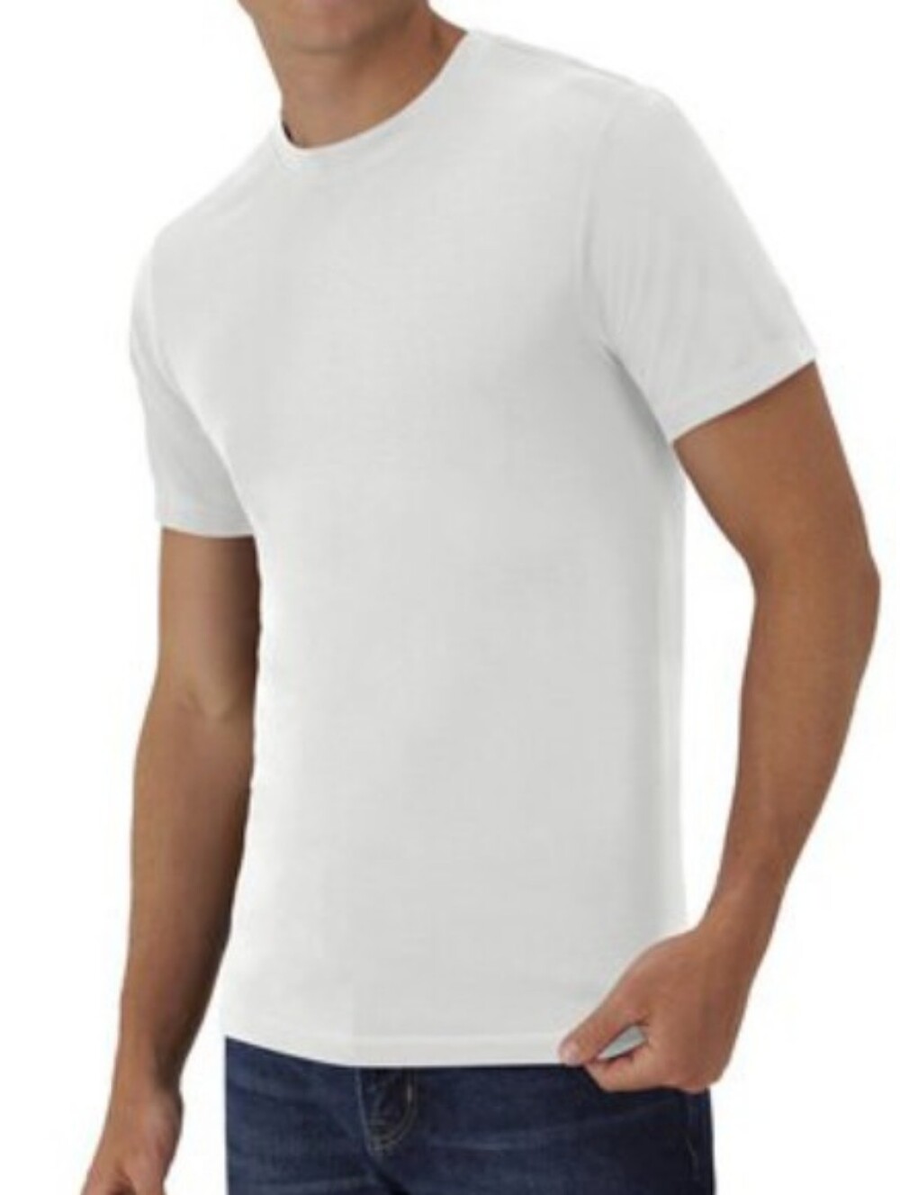 -- 5 White Crew Neck T-Shirt